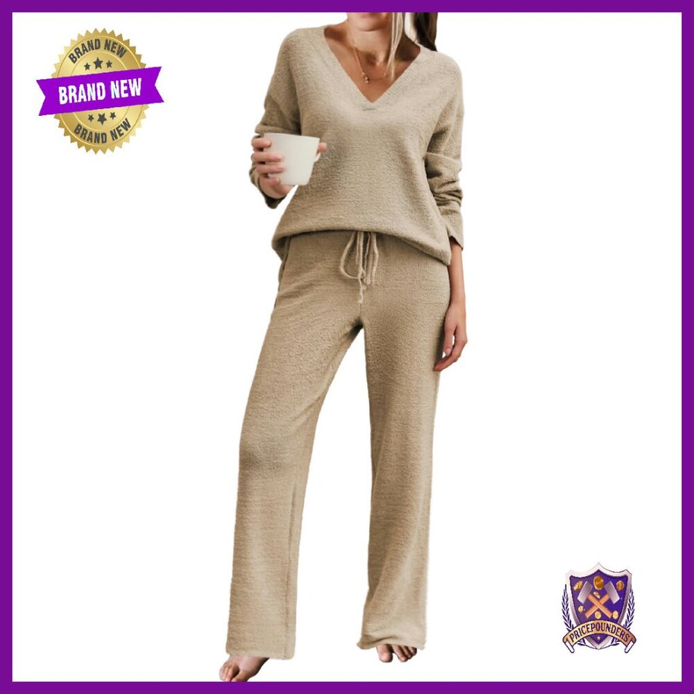 Fuzzy Fleece Pajama Set Long Sleeve Lounge Wear S-Xxl Cozy